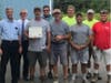 First Selectman Matt Hoey, Parks Supervisor Anthony Annicelli and staff gather to celebrate his achievements. 