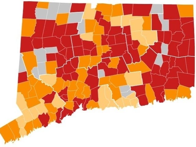 The COVID-19 case rate and positive test rates have increased in East Haven, keeping the town in the Red Zone for coronavirus infection, according to the state Department of Public Health.