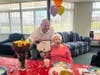 East Haven Mayor Joseph A. Carfora made it to Marie's 104th birthday, celebrated at East Farms Village Monday.