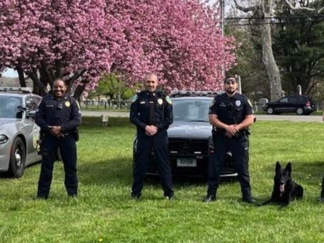 East Haven police Lt. Frank Montagna, center, retires after almost 27 years on the job.