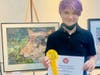 Michael St. Arnault of East Haven, was presented him with a Certificate of Special Congressional Recognition for his artwork by 3rd District Congresswoman Rosa DeLauro, which won third place in the Congressional Arts Exhibit. 