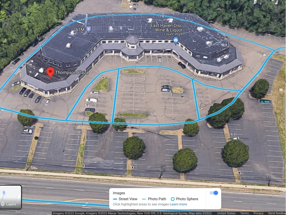 A Google map image of Thompson Plaza, owned by David Koskerides of Norwalk. The East Haven Fire Marshal ordered the site to be vacated after he said Koskerides has refused to fix broken sprinkler and fire alarm systems. 