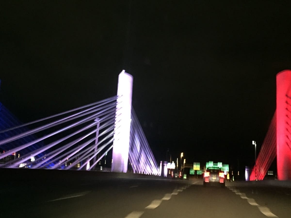 The Q bridge at night. 
