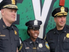 Branford Police Chief Jon Mulhern, officer Audra Clyburn, and Deputy Police Chief John Alves. 