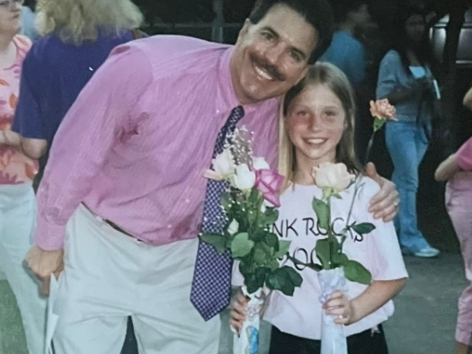 A younger Ashlie Forsberg and the Mary T. Murphy teacher that changed her life, Mr. Fonicello. 