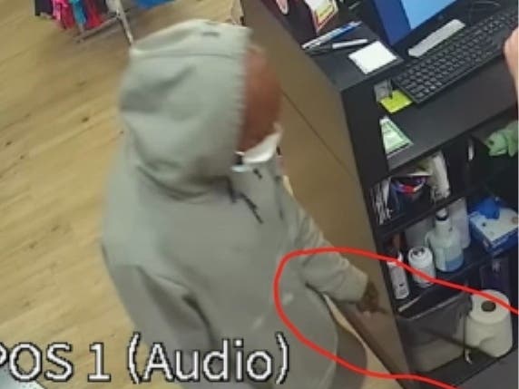 The man came into Romantix, an "adult entertainment" store, with a machete and demanded cash out of the register and then fled in a silver Honda with dark tinted windows.