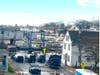 A view from an upper floor at The Whalers Inn. Aftermath of the massive, 4-alarm fire at Seaport Marine in Mystic. A several street area was blocked off, with local and state officials on scene early Tuesday morning. 