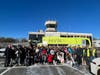 East Haven Mayor Joseph A. Carfora, joined East Haven middle-schoolers and their parents/guardians at the airport with Avelo Airlines Head of Safety and Operational Excellence Michael Quiello and new Avports Tweed-New Haven Airport CEO Michael Jones.