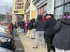 Around three dozen were lined up at Affinity Dispensary in New Haven an hour before sales began. 