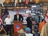 East Haven Fire Department Chief Matt Marcarelli, East Haven Mayor Joseph A. Carfora and East Haven Police Department Chief Ed Lennon at ceremony in New York this summer.