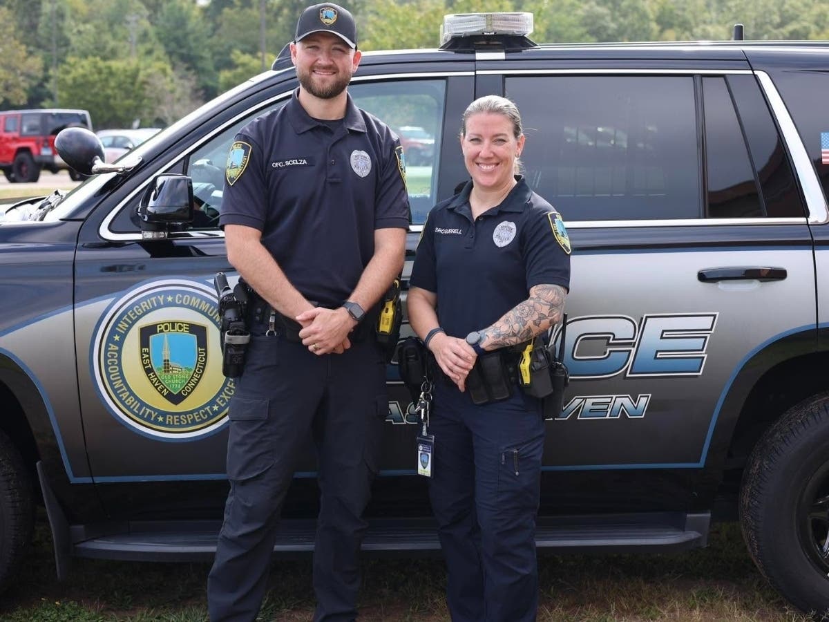 School Resource Officers Burrell and Scelza remind drivers to slow down, pay close attention around school buses and bus stops, and keep an eye out for students walking or crossing the road.