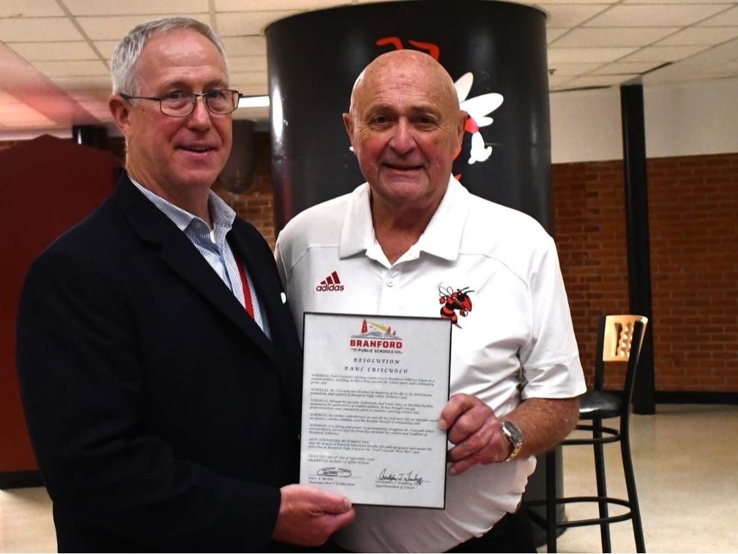 Board of Education Chair Peter Berdon and Paul J. Criscuolo.