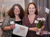 Congregation Beth Israel honoree Laura Queller (on right) receives her award from Sheila Kaufman, President of the Garden State Region of Women’s League for Conservative Judaism.