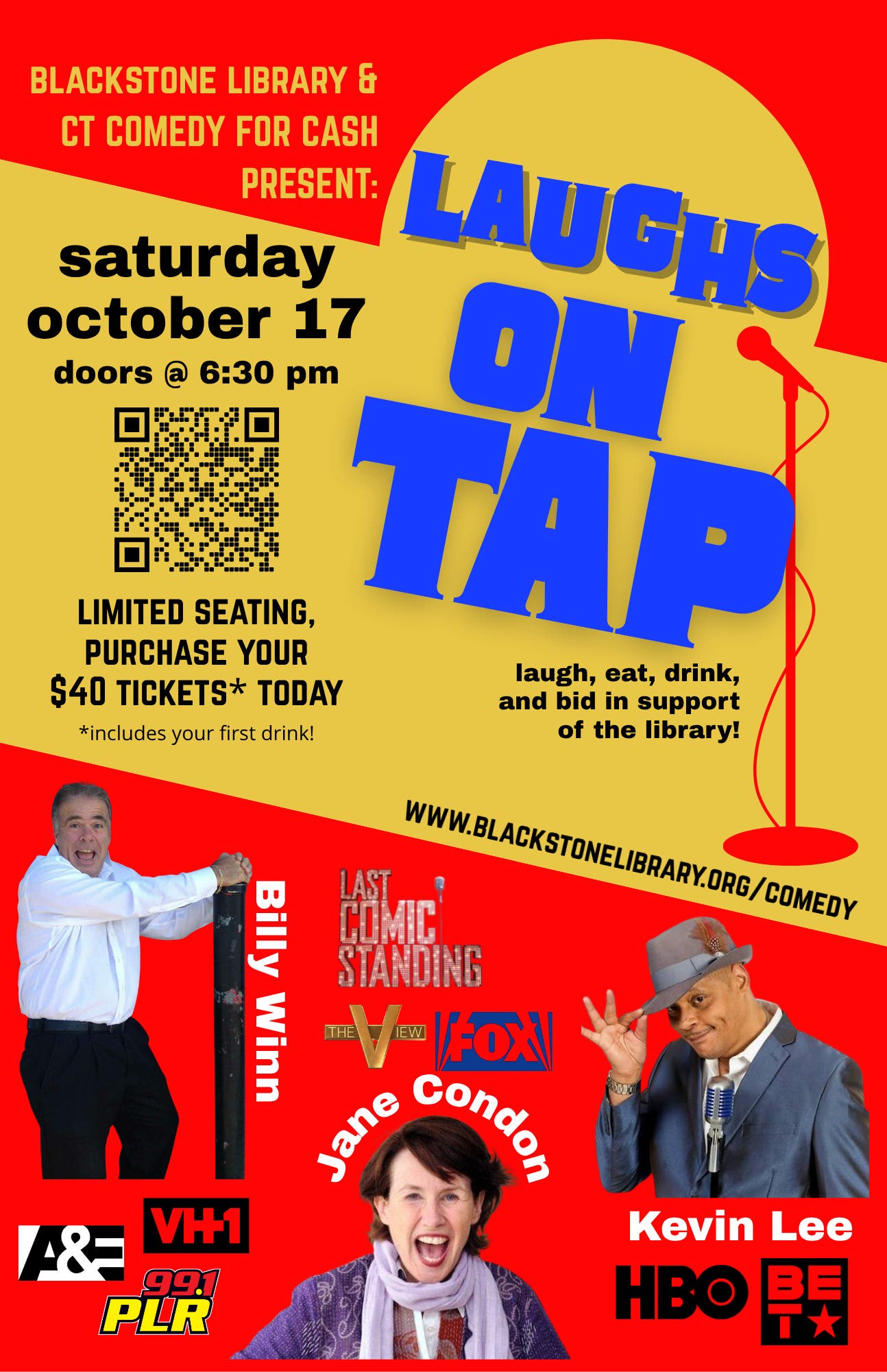 Laughs on Tap: Comedy Fundraiser at Blackstone Library