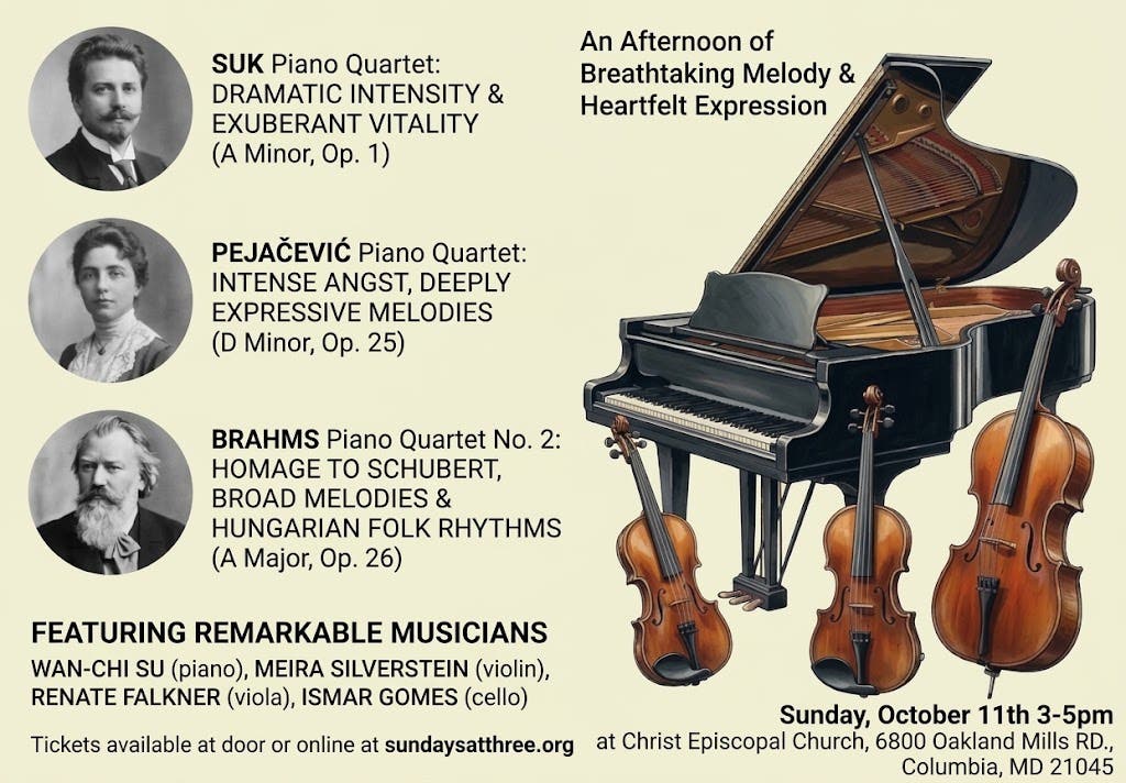 Sundays At Three Chamber Music Series- Piano Quartets with Ismar Gomes and Friends