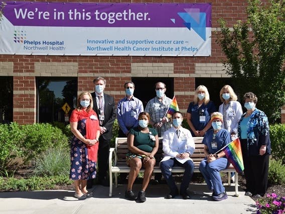 Phelps Hospital LGBTQIA+Healthcare Committee: Back, L-R: Melissa Eisele-Kaplan, Tim Wages,  Bill Reifer, Lee Meggison, Doreen Wall, Kathy Pappas,  Phyllis Vonderheide Front, L-R: Norma-Jean Aubain, Dr. Robbins Gottlock,  Karen Dondero