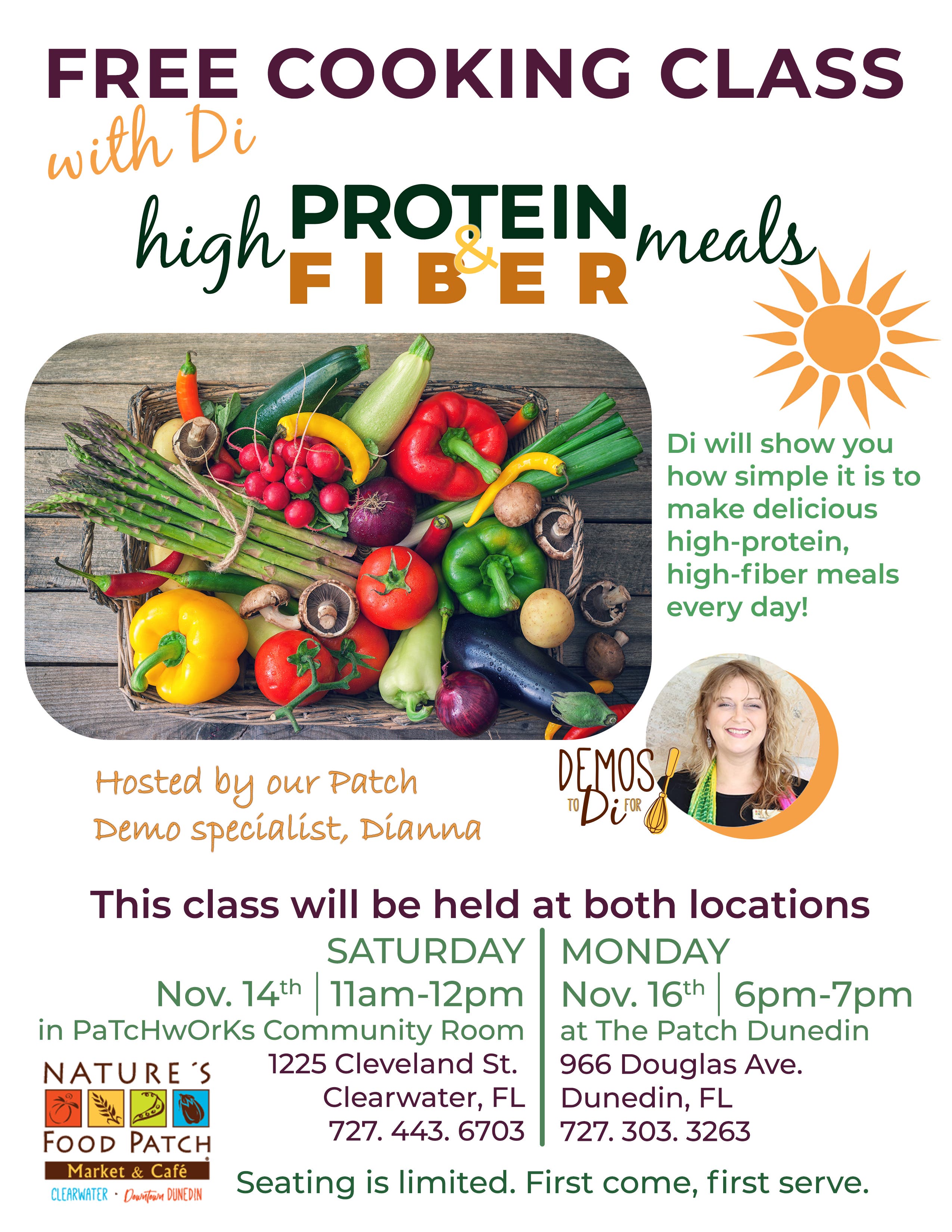 Free Cooking Class with Di: High Protein, High Fiber Meals