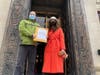 Clintonville business owners, Eric Brembeck, of Studio 35 Cinema and Drafthouse and April Rhodes, of Little Light Collective, deliver signed petitions to Columbus City Hall