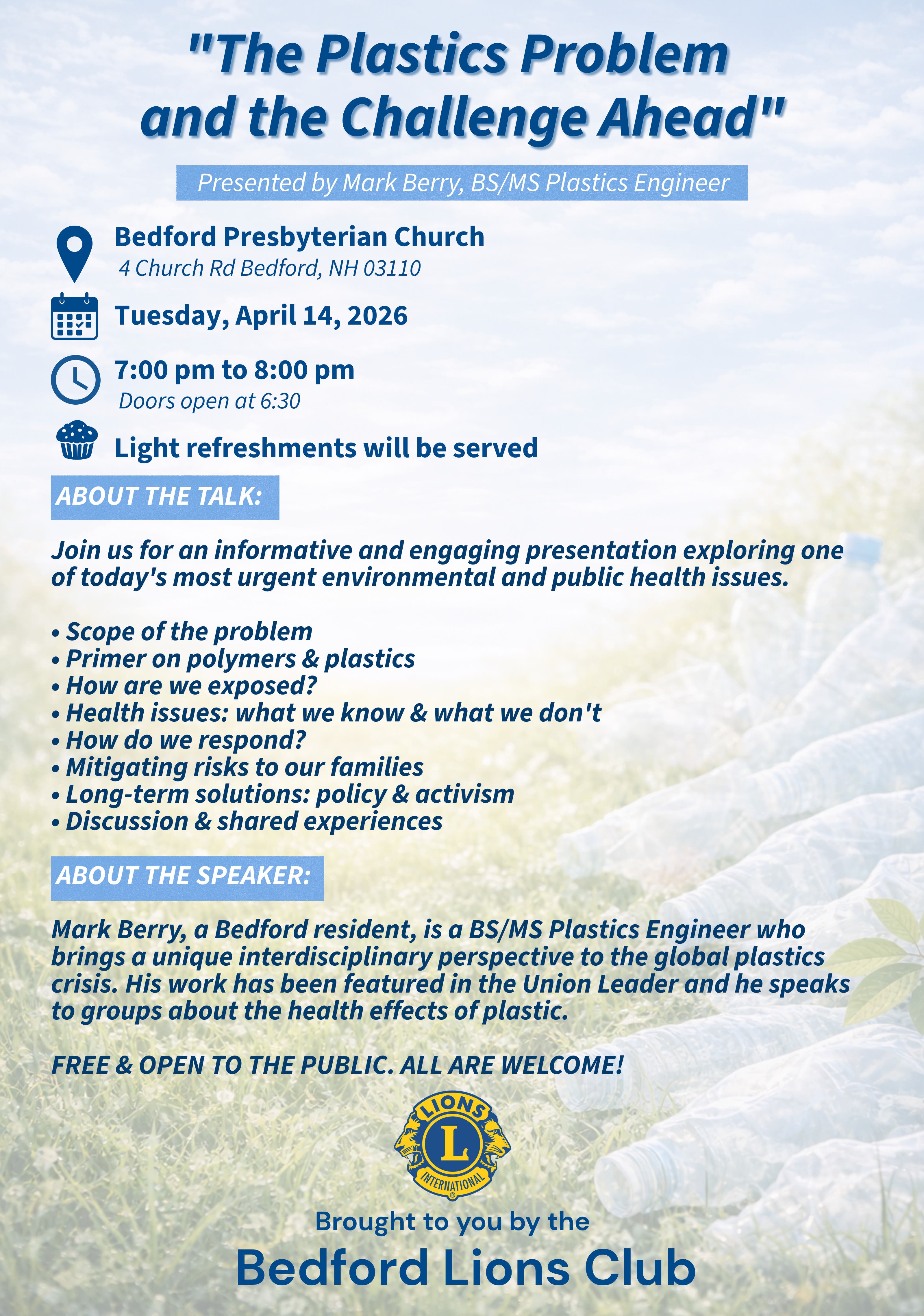 Free community presentation: "The Plastics Problem and the Challenge Ahead"