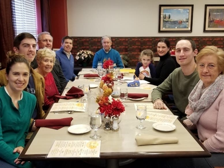 Chris Stoddard hosts her family at Lantern Hill’s Tall Oaks Restaurant the morning after Thanksgiving for a send-off breakfast.