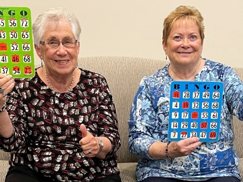 (From left) Sheila Richman and Linda Blum moved from HeatherGate at Oxford Valley, a 55-plus community in Langhorne, Pa., to Ann's Choice after attending an event on campus together.