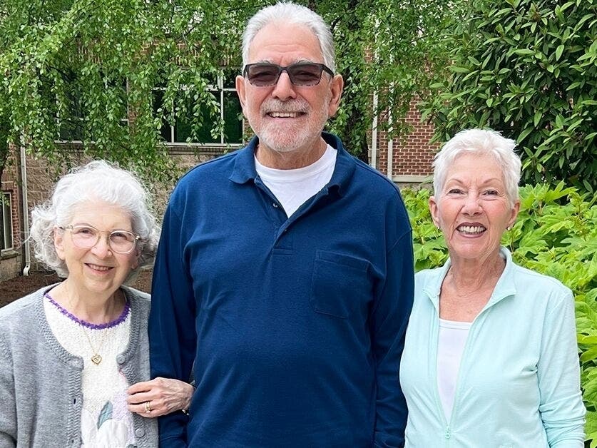 "Residents caring for residents is what Souper Sunday is all about," says resident Toni Kaufman (left), founder of the annual fundraiser, shown here with fellow volunteers Frank and Linda Spinelli.