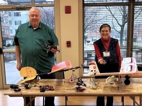 The Radio Control Club at Ann's Choice is going full speed ahead! Treasurer Mike Droluk and President Sandra Tanksy love flying and driving their devices with friends.