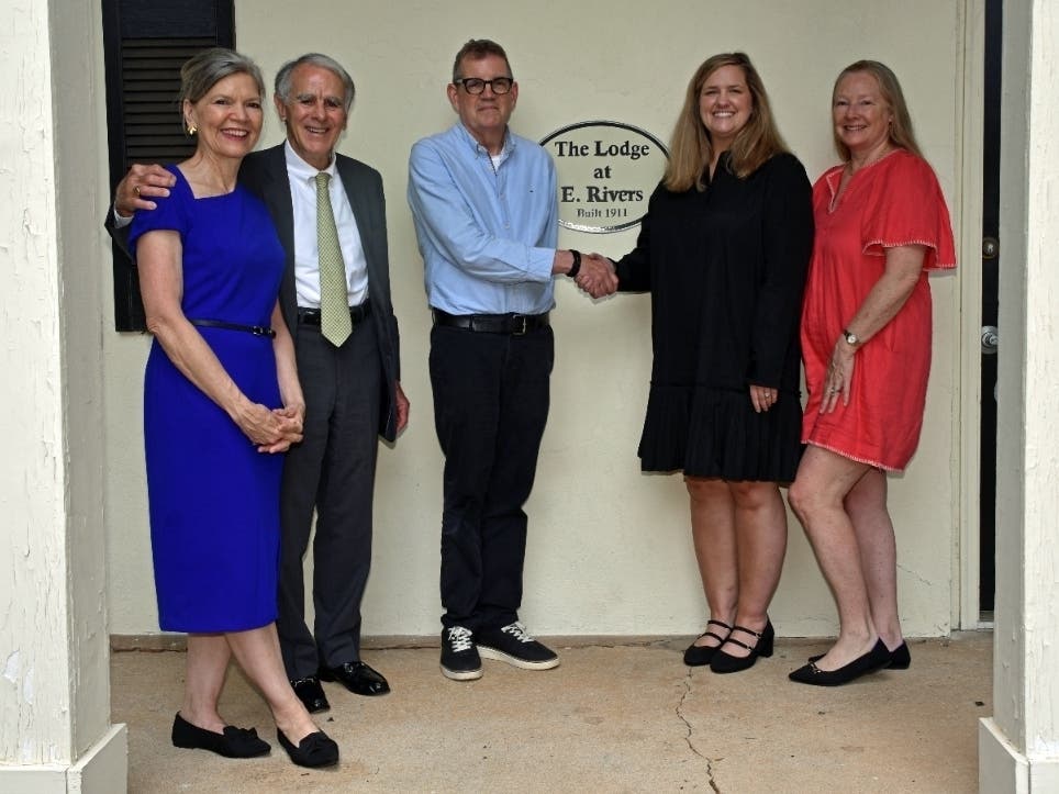 (l to r): Mary Anne Walser, Frank Virgin, Buckhead Heritage Executive Director Richard Waterhouse, Chelsea Montgomery (Atlanta Public Schools), and Judith Vanderver. Walser, Virgin, and Vanderver are Buckhead Heritage board members.