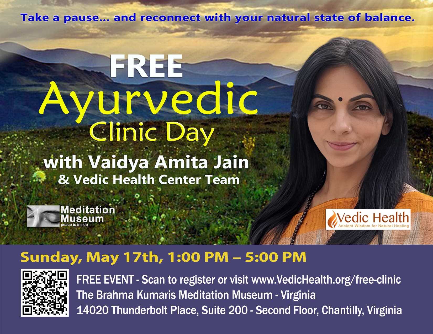 Free Ayurvedic Clinic Day with Vaidya Amita Jain & the Vedic Health Center Team