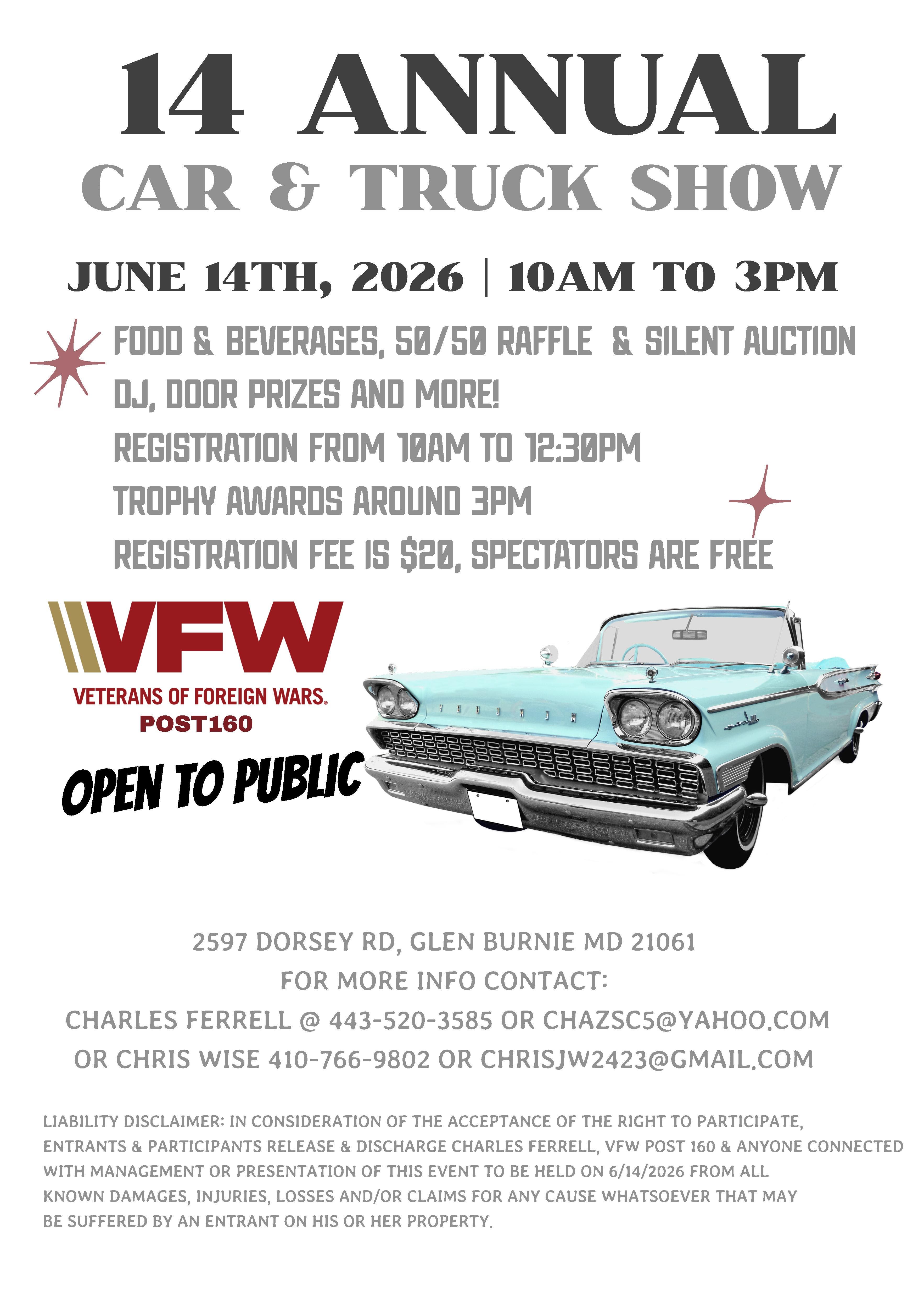 VFW Post 160 14th Annual Car Show