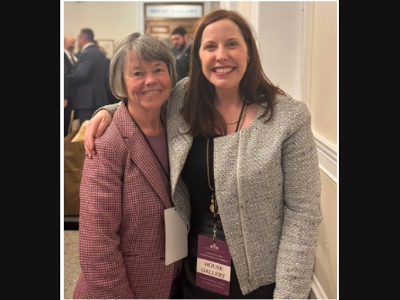 Jean McMurray (left,) recipient of this year's Patrick Hughes Award for Social Justice and Erin McAleer (right,) President & CEO of Project Bread at the 2026 State of the Commonwealth Address.