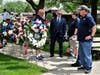 Oak Forest Mayor Hank Kuspa with reaths to be presented 