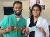 Harry Patel RPH & Dr. Hasmi Patel making masks for Charlotte seniors!
