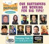 Wrestler Lou Martin, Greg Brown, Michael McKenry, Sally Wiggin and Bonny Diver are among the celebrities who will serve drinks on the North Side Tuesday evening.