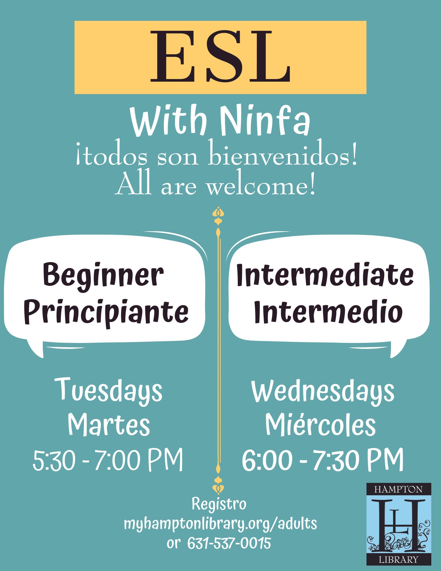 Mar 4 | ESL with Ninfa: Beginner Level | Southampton, NY Patch