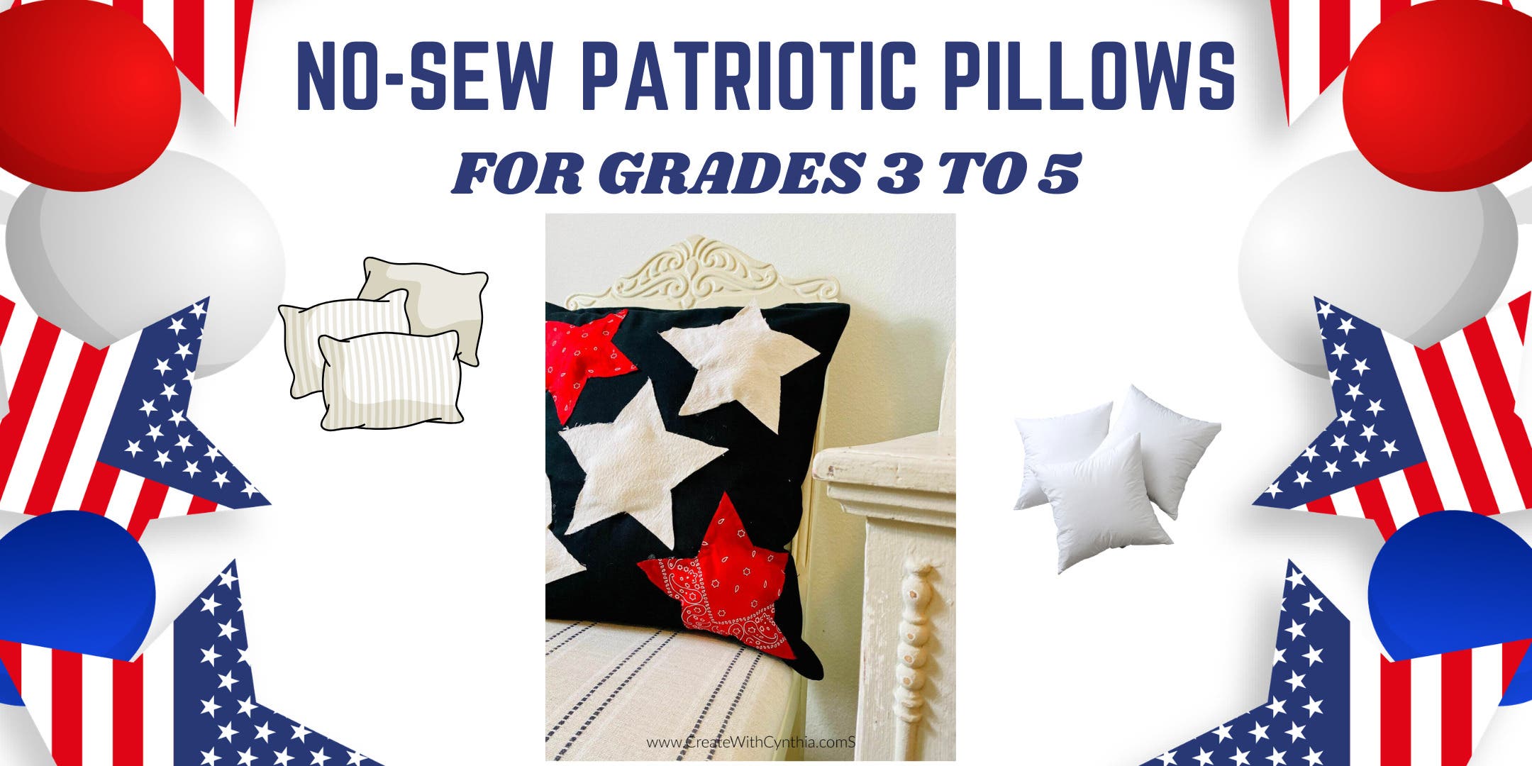 No-Sew Patriotic Pillows