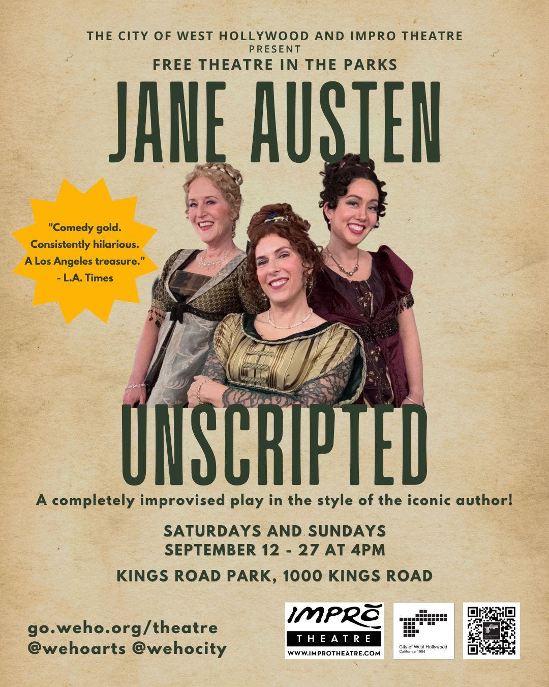 Jane Austen UnScripted - Free Theatre in the Parks