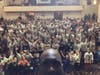 Former professional football player (and Chicago Bear) Desmond Clark takes a selfie with more than 200 PAFA players.