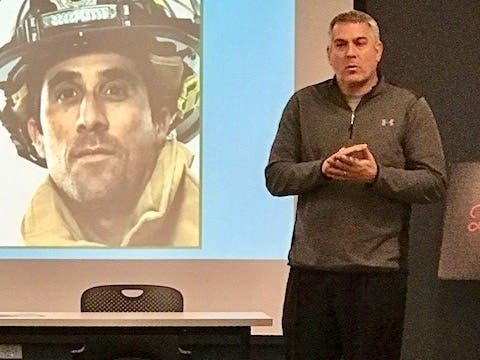 Mayor Schwantz presenting at a prior Chamber event.