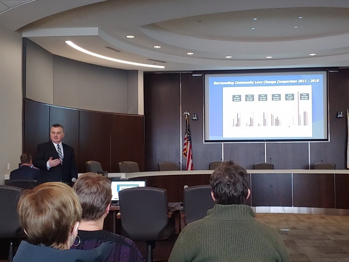 Palatine Village Manager Reid Ottesen is pictured during his part of the 2019 State of the Village Address.