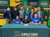 Pictured: (from left to right) Seated: Sarah Gleason, Seth Gleason, Brian Gleason Standing: Ted Hickey (FZN Activities Coordinator), Sullivan Gleason, Josh Janisse (FZN Head Coach), Alec Gerke, Julie Crank, Joe Sutton (FZN Principal)