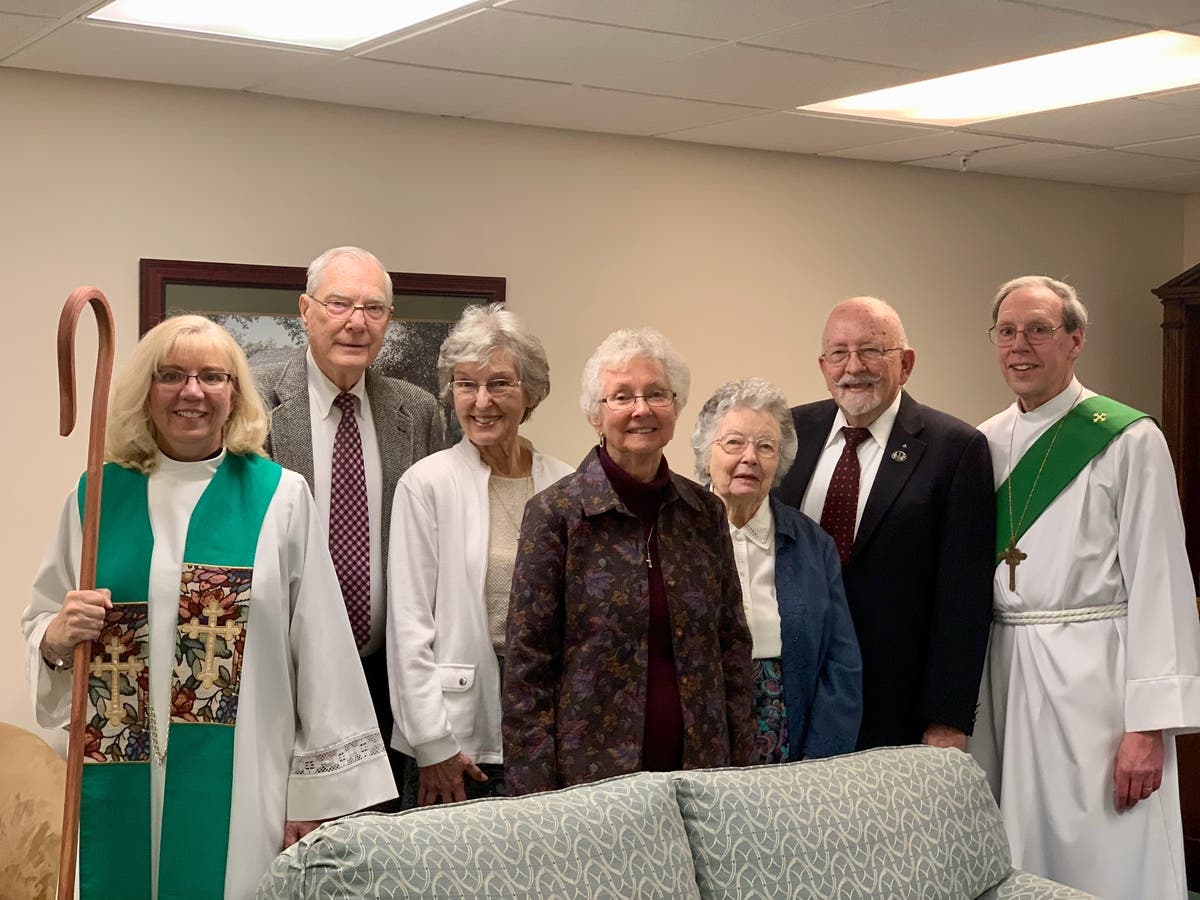 From left: Rev. Robin Simpson Litton, John Regal, Susan Wright, Barbara Yockey, Jean Hammond, Carl Martens, Deacon Don M