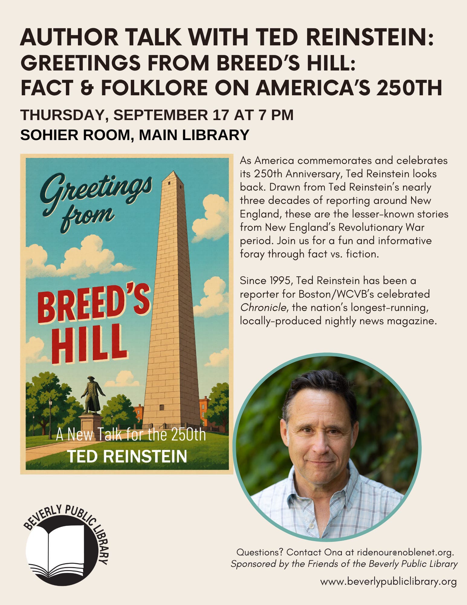 Author Talk with Ted Reinstein: Greetings from Breed's Hill
