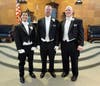 The Council of Officers of Wyoming Lodge: Alex Li, Senior Warden (l), David Fletcher, Master of the Lodge (c) and Douglas Murphy, Junior Warden (r)