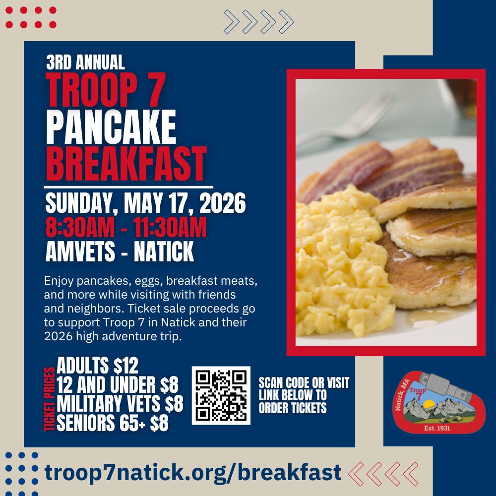 Annual Pancake Breakfast from Scout Troop 7 in Natick