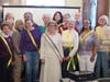 Re-enactor Carol Simon Levin (center) portrays Lillian Feickert, president of the NJ Woman Suffrage Association from 1912-1920.   