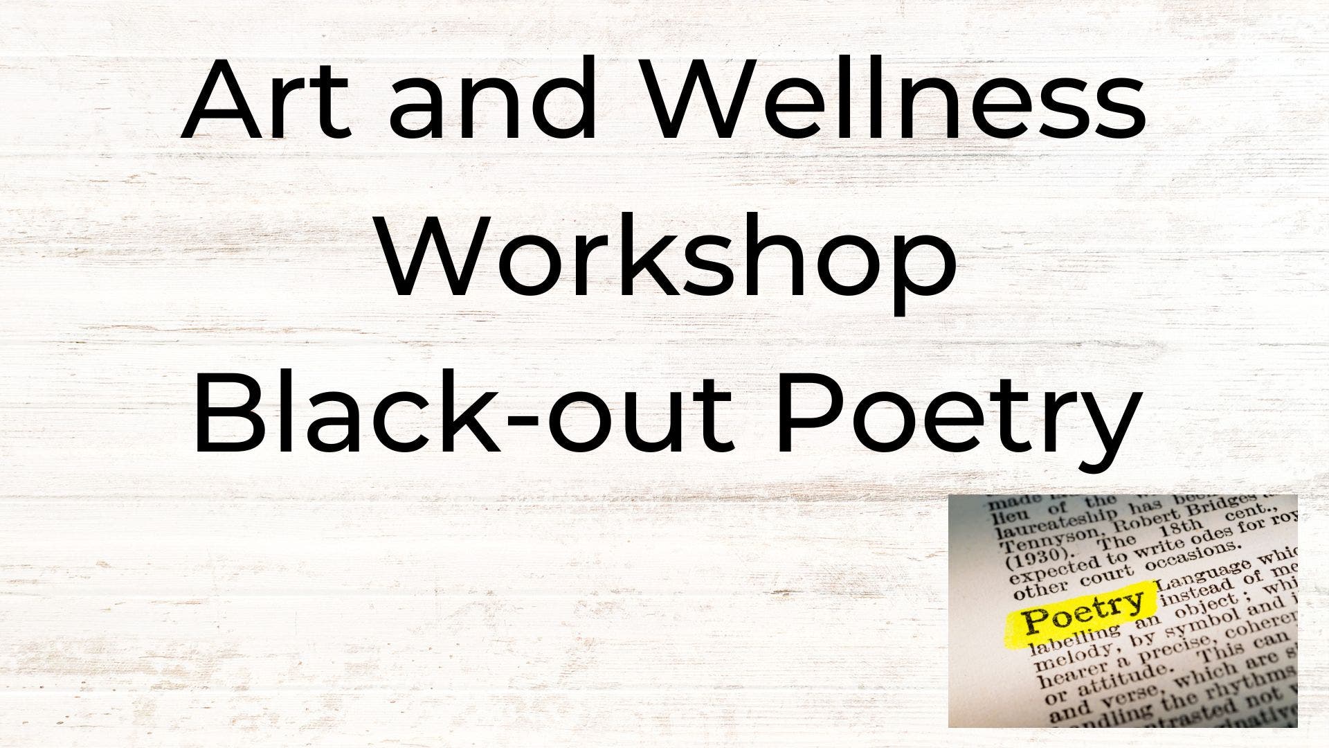 Apr 29 | Art and Wellness Workshop - Black-out Poetry | Livingston, NJ Patch