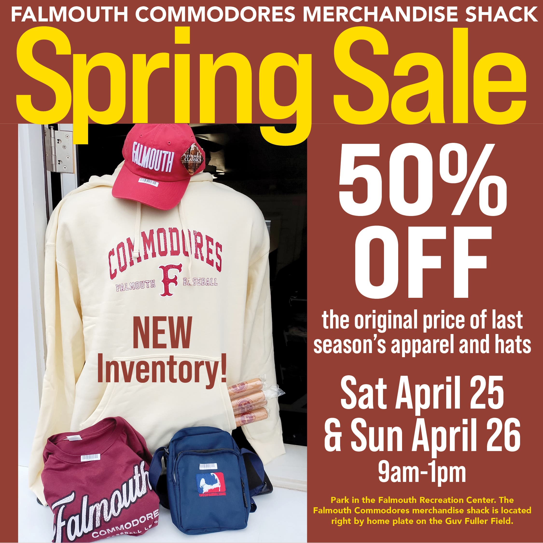 Falmouth Commodores Merchandise Shack Spring Sale
