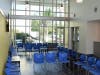 Daystar's lobby is welcoming with a lot of light, but an exterior overhang keeps the sun from making it too hot.