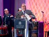 Emcee Ben Swislow warmed up the crowd with help from the Chicago Bear’s Drummers